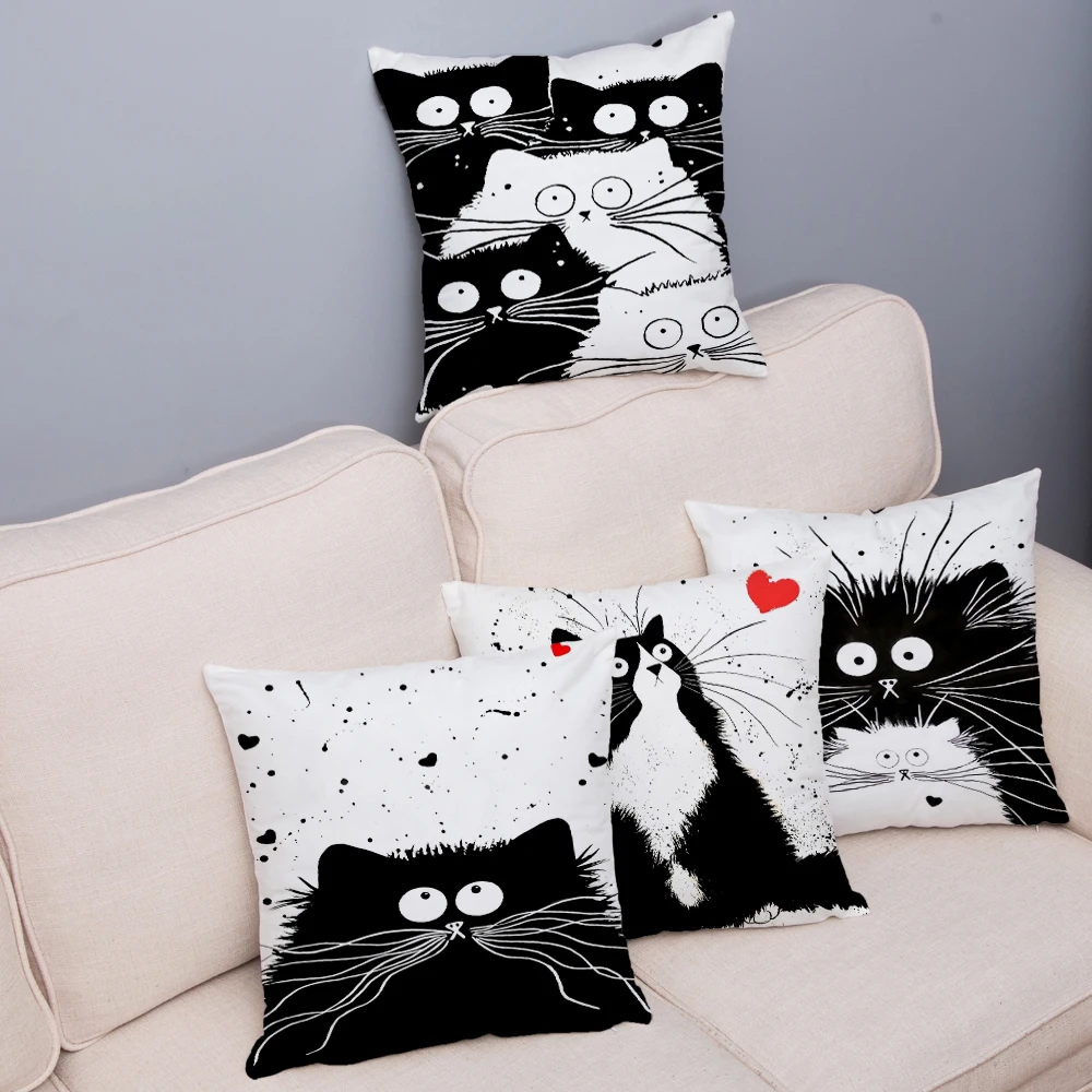 Cute Cartoon Black White Cat Pillow Cover Super Soft Plush Cushion Cover 45*45 Throw Pillowcase Sofa Home Decor Cushion Covers
Cute Cartoon Black White Cat Pillow Cover Super Soft Plush Cushion Cover 45*45 Throw Pillowcase Sofa Home Decor Cushion Covers