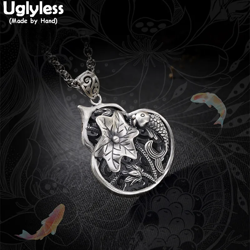 Uglyless 100% Real 990 Pure Silver Hollow Gourd Pendants Necklaces NO Chain Handmade Fish Pendant Thai Silver Lotus Leaf Jewelry
Uglyless 100% Real 990 Pure Silver Hollow Gourd Pendants Necklaces NO Chain Handmade Fish Pendant Thai Silver Lotus Leaf Jewelry