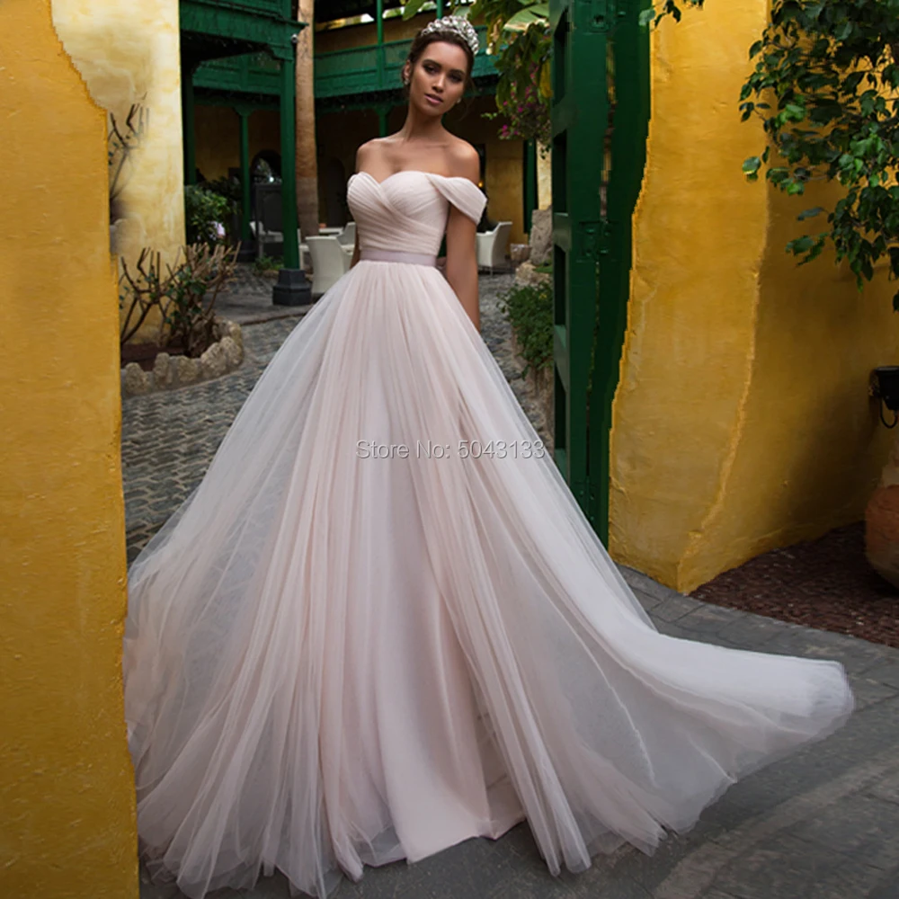 Elegant A Line Soft Tulle Wedding Dresses with Long Sash 2021 Off The Shoulder Corset Back Pleated Bridal Gowns Formal Vestidos
Elegant A Line Soft Tulle Wedding Dresses with Long Sash 2021 Off The Shoulder Corset Back Pleated Bridal Gowns Formal Vestidos