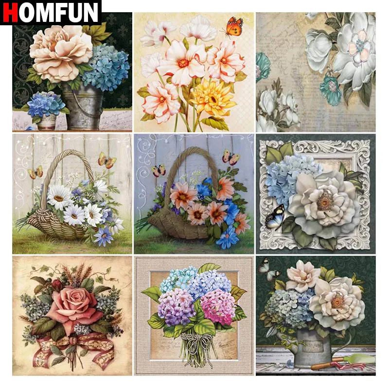 

HOMFUN Full Square/Round Drill 5D DIY Diamond Painting "Flower landscape" 3D Embroidery Cross Stitch 5D Decor Gift