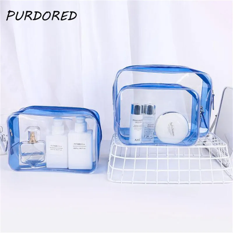 PURDORED 1 pc Blue Clear Cosmetic Bag Travel PVC Women Makeup Bag Zipper Makeup Organizer Bath Wash bag Case Dropshipping
PURDORED 1 pc Blue Clear Cosmetic Bag Travel PVC Women Makeup Bag Zipper Makeup Organizer Bath Wash bag Case Dropshipping