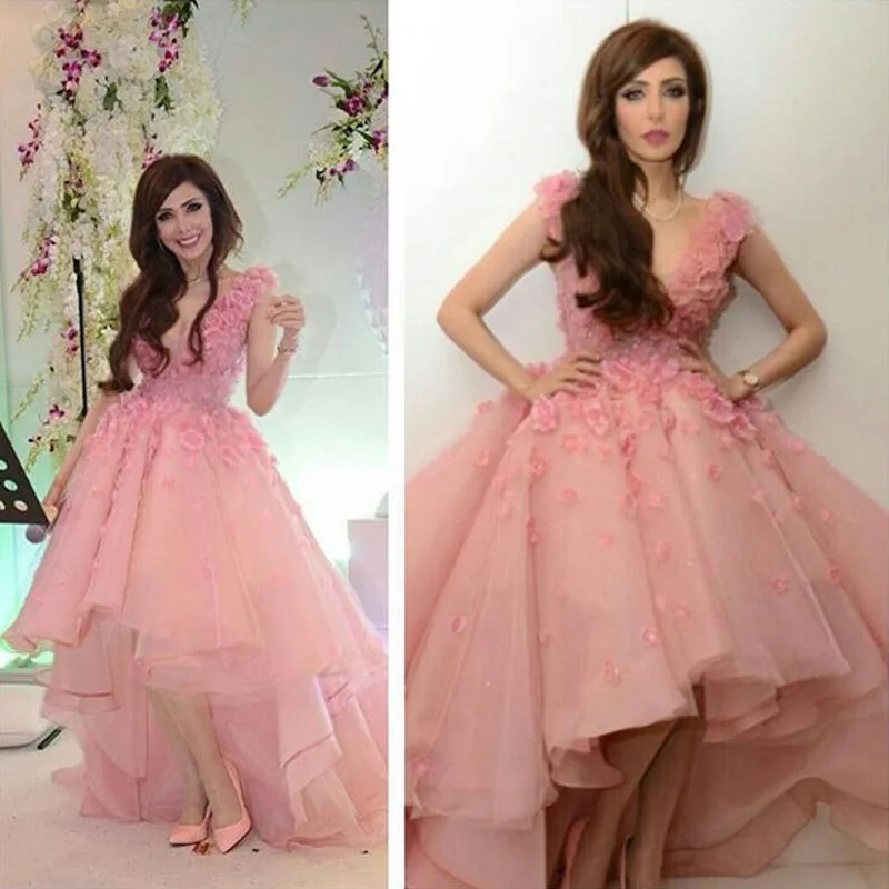 Blush Pink High Low Evening Gowns Princess Short Prom Gown Short Front Long Back 3D Flowers Arabic Party Dress Vestido longo
Blush Pink High Low Evening Gowns Princess Short Prom Gown Short Front Long Back 3D Flowers Arabic Party Dress Vestido longo