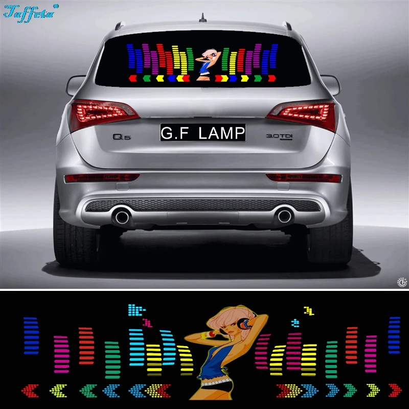 

90*25cm Dances Girl Flash Car Sticker Music Rhythm LED EL Sheet Light Lamp Sound Music Activated Equalizer