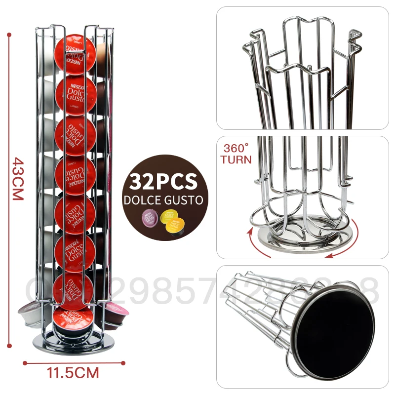 Stainless Steel Revolving Rotating 32 Capsules Coffee Pod Holder Tower Stand Rack For Dolce Gusto HD1002 Ship From Russian
Stainless Steel Revolving Rotating 32 Capsules Coffee Pod Holder Tower Stand Rack For Dolce Gusto HD1002 Ship From Russian