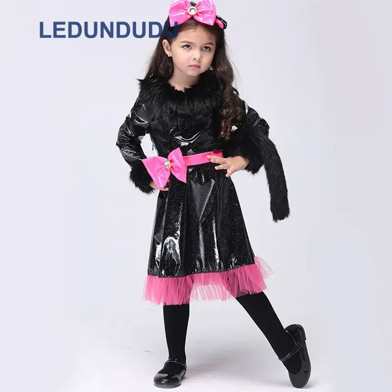 Anime Cat Cosplay Costumes For Children Girls Halloween Party Fancy Suit Kids Black Dress with Cat Tail
Anime Cat Cosplay Costumes For Children Girls Halloween Party Fancy Suit Kids Black Dress with Cat Tail