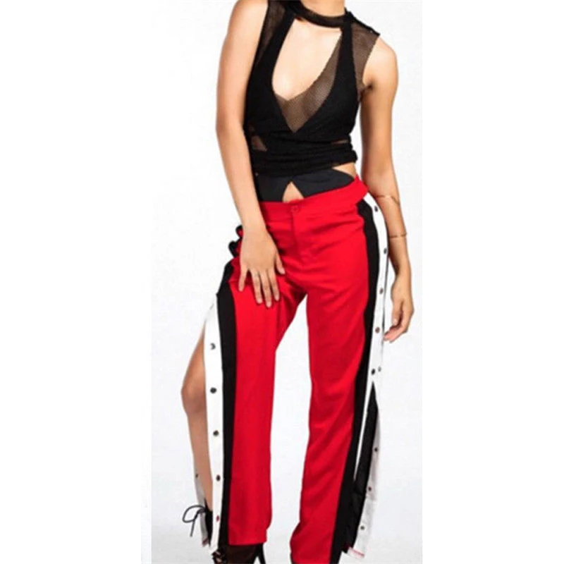 Hot Fashion Women Side split Buttons striped long pants ladies new casual high waist Wide Leg loose long pants Trousers
Hot Fashion Women Side split Buttons striped long pants ladies new casual high waist Wide Leg loose long pants Trousers