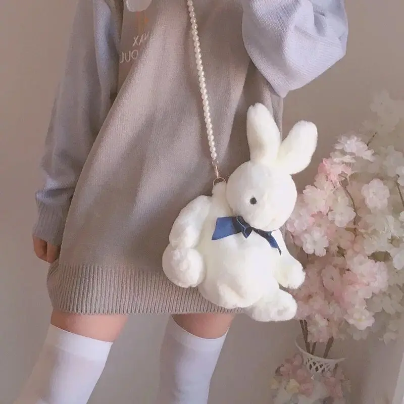 Сумка кролик Kawai для девочек Шелковый бант в стиле "Лолита" мягкая плюшевая