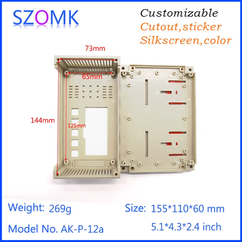10 pieces instrument enclosure din rail junction box rail din enclosures szomk connectors box 155*110*60mm
10 pieces instrument enclosure din rail junction box rail din enclosures szomk connectors box 155*110*60mm