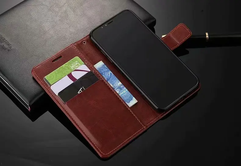 Люксовый кожаный чехол на магнитной застежке с Отделом портмоне для iPhone XS