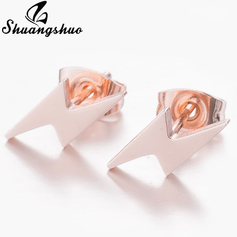 Shuangshuo New Ladies Minimalist Bolt Earrings Lighting for Women Accessories Geometric Stainless Steel Jewelry | Украшения и