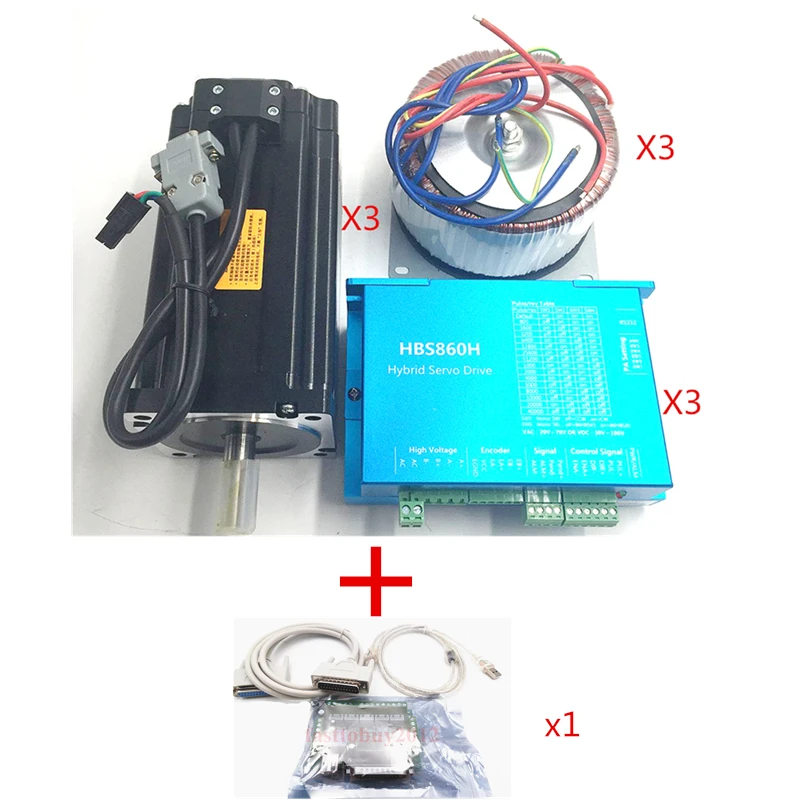 Комплект с ЧПУ 3 оси шт. 2Ph 8.5Nm NEMA34 AC60V CNC HBS860H + 86HB замкнутый цикл шаговый привод и