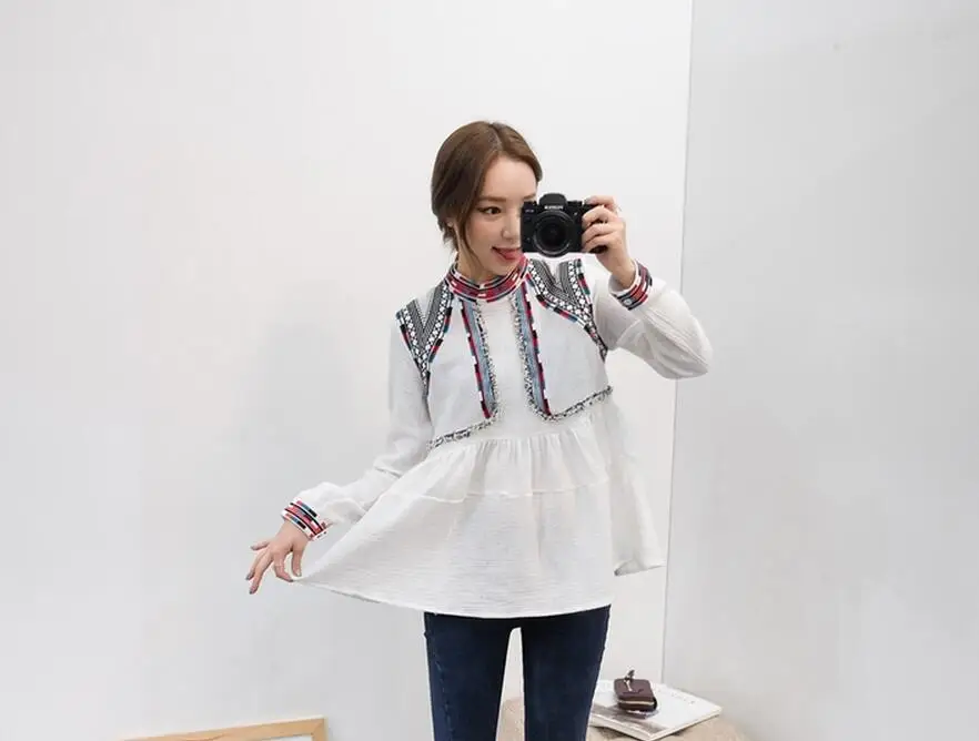 New arrival Women Ethnic Embroidery Shirt casual long Sleeve Stand Collar Slim Blouse tops spring autumn
New arrival Women Ethnic Embroidery Shirt casual long Sleeve Stand Collar Slim Blouse tops spring autumn