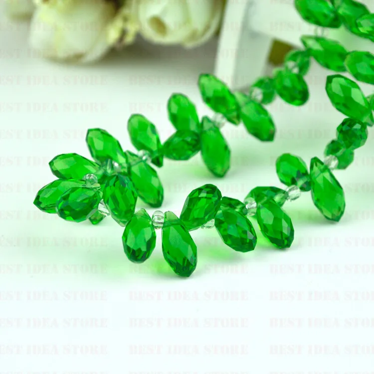 Цена продажи! 100 шт. 6 мм x 12 зеленые бриллиантовые стеклянные бусины в форме капли