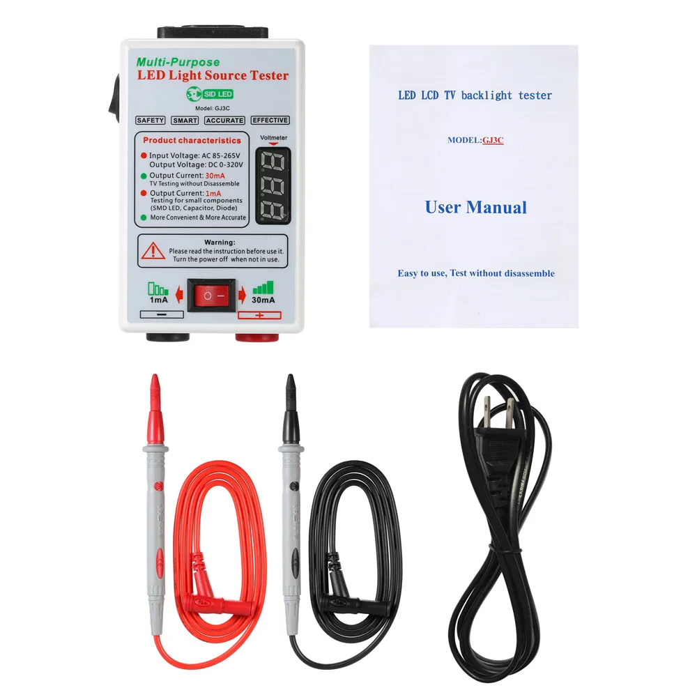 GJ3C 1mA/30mA Voltage Test LED Backlight Tester Tester Meter Lamp Beads Light Board Test Strip Bead Diode Testing Repair Tool
GJ3C 1mA/30mA Voltage Test LED Backlight Tester Tester Meter Lamp Beads Light Board Test Strip Bead Diode Testing Repair Tool