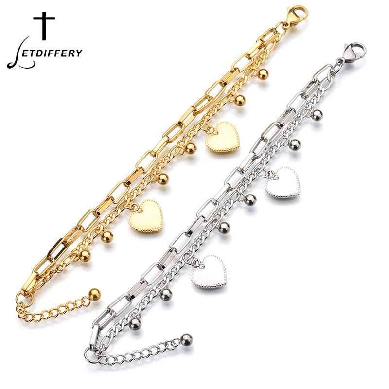 Letdiffery Trendy Two Love Heart Bracelet Stainless Steel Beads Gold Sliver Color Chain Bangle For Girlfriend
Letdiffery Trendy Two Love Heart Bracelet Stainless Steel Beads Gold Sliver Color Chain Bangle For Girlfriend