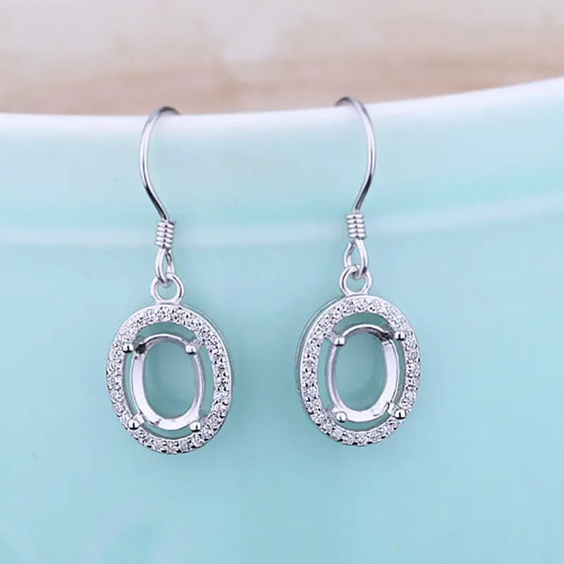 925 Sterling Silver Women Drop Earrings Crystal 6x8mm Oval Cabochon Semi Mount Hook Earrings Setting
925 Sterling Silver Women Drop Earrings Crystal 6x8mm Oval Cabochon Semi Mount Hook Earrings Setting