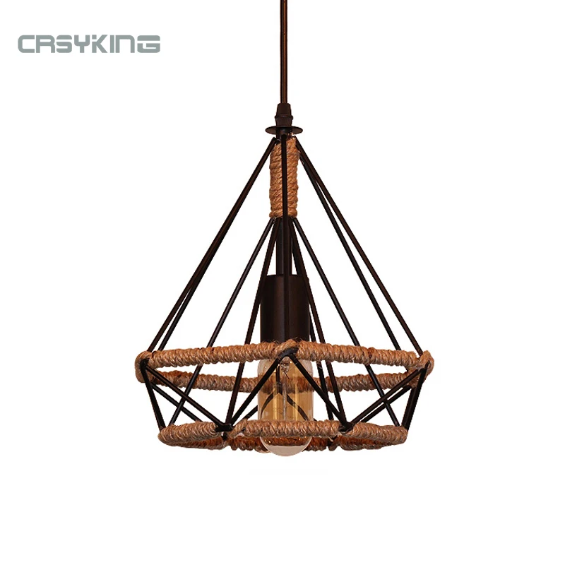 Vintage Pendant light Black Iron Lamp Russia Loft Cage Shape Hemp Rope Light for Dining Bedroom with E27 Edison Lamp Holder
Vintage Pendant light Black Iron Lamp Russia Loft Cage Shape Hemp Rope Light for Dining Bedroom with E27 Edison Lamp Holder