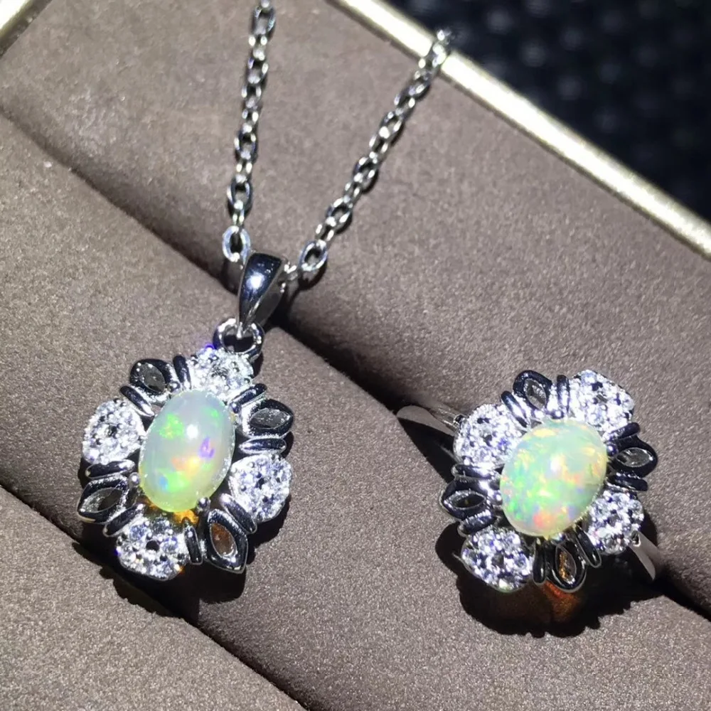 MeiBaPJ Natural Opal Gemstone Flower Ring and Necklace 2 Siut for Women Real 925 Sterling Silver Fine Jewelry Set
MeiBaPJ Natural Opal Gemstone Flower Ring and Necklace 2 Siut for Women Real 925 Sterling Silver Fine Jewelry Set