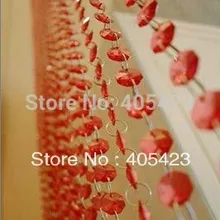 Can be customized/5meter/lot,AAA  size 14mm Shining red color Octagon glass Crystal bead curtain Wedding Decoration Room Divider