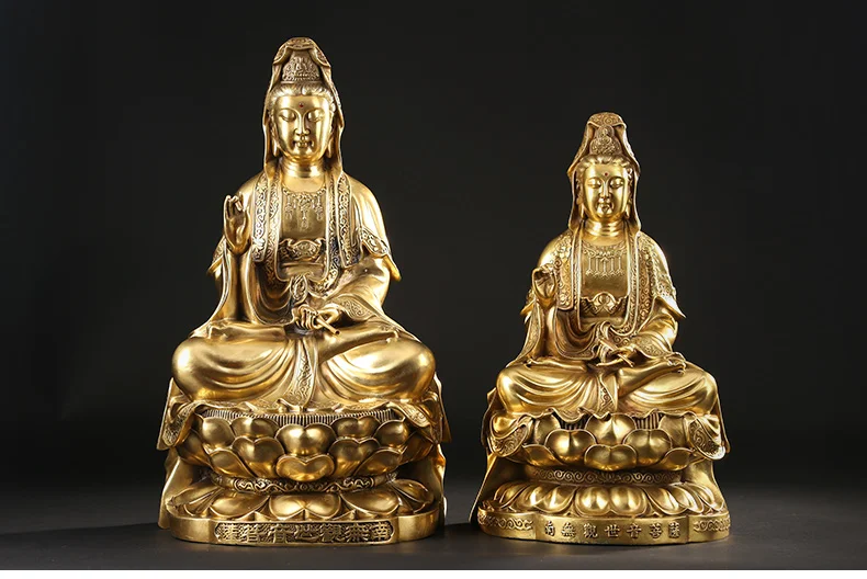 

Buddhist high-grade home TOP Talisman Mascot Guan yin Buddha gilding brass carving Sculpture statue 45cm