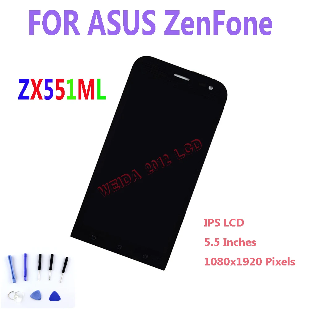 

WEIDA 5.5" For ASUS Zenfone ZX551ML ZOOM Z00XS LCD Display Touch Screen Panel Digitizer Assembly +Frame with Tools Tape