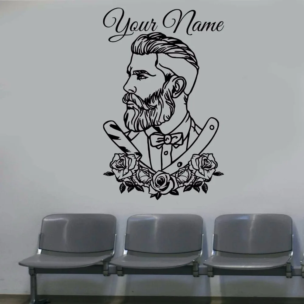 Парикмахерская стены наклейка-тату Hipster персонализированные настенные Стикеры