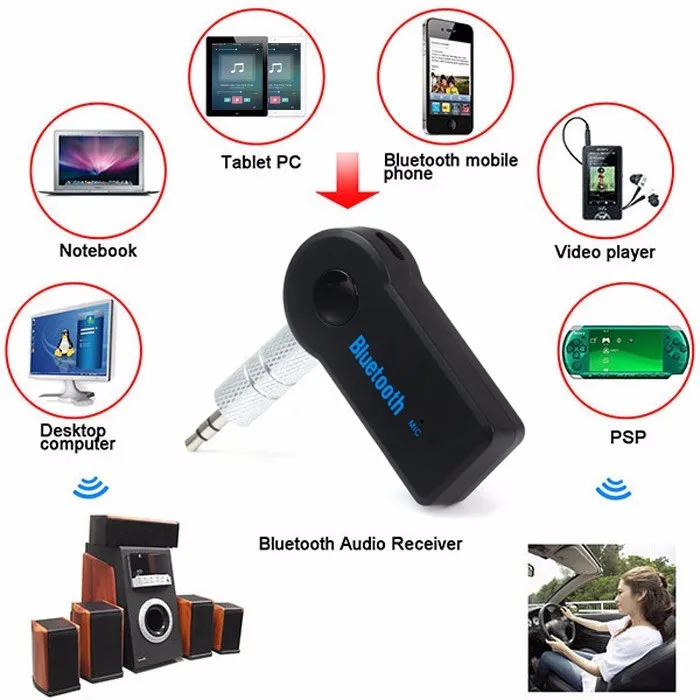 Беспроводной автомобильный bluetooth-ресивер с адаптером 3 5 мм AUX аудио стерео музыка