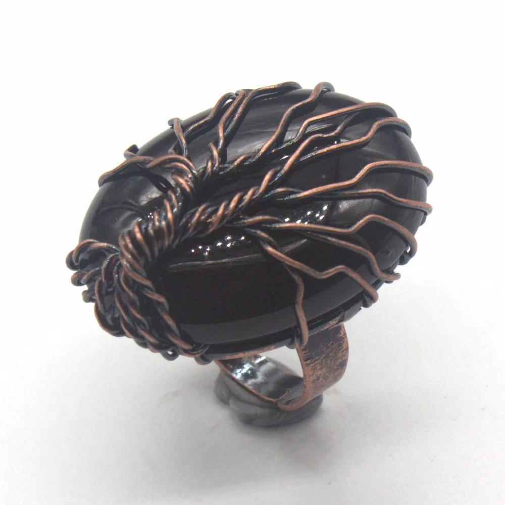 Trendy-beads Unique Copper Wire Wrap Adjustable Oval Shape Black Agates Engagement Ring Charm Jewelry
Trendy-beads Unique Copper Wire Wrap Adjustable Oval Shape Black Agates Engagement Ring Charm Jewelry