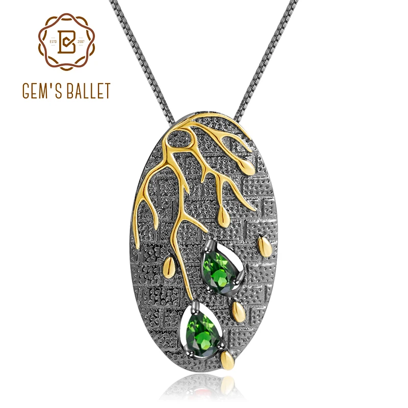 GEM'S BALLET Natural Chrome Diopside Gemstones Fine Jewelry 925 Sterling Silver Handmade Petal Floral Pendant Necklace for Women
GEM'S BALLET Natural Chrome Diopside Gemstones Fine Jewelry 925 Sterling Silver Handmade Petal Floral Pendant Necklace for Women