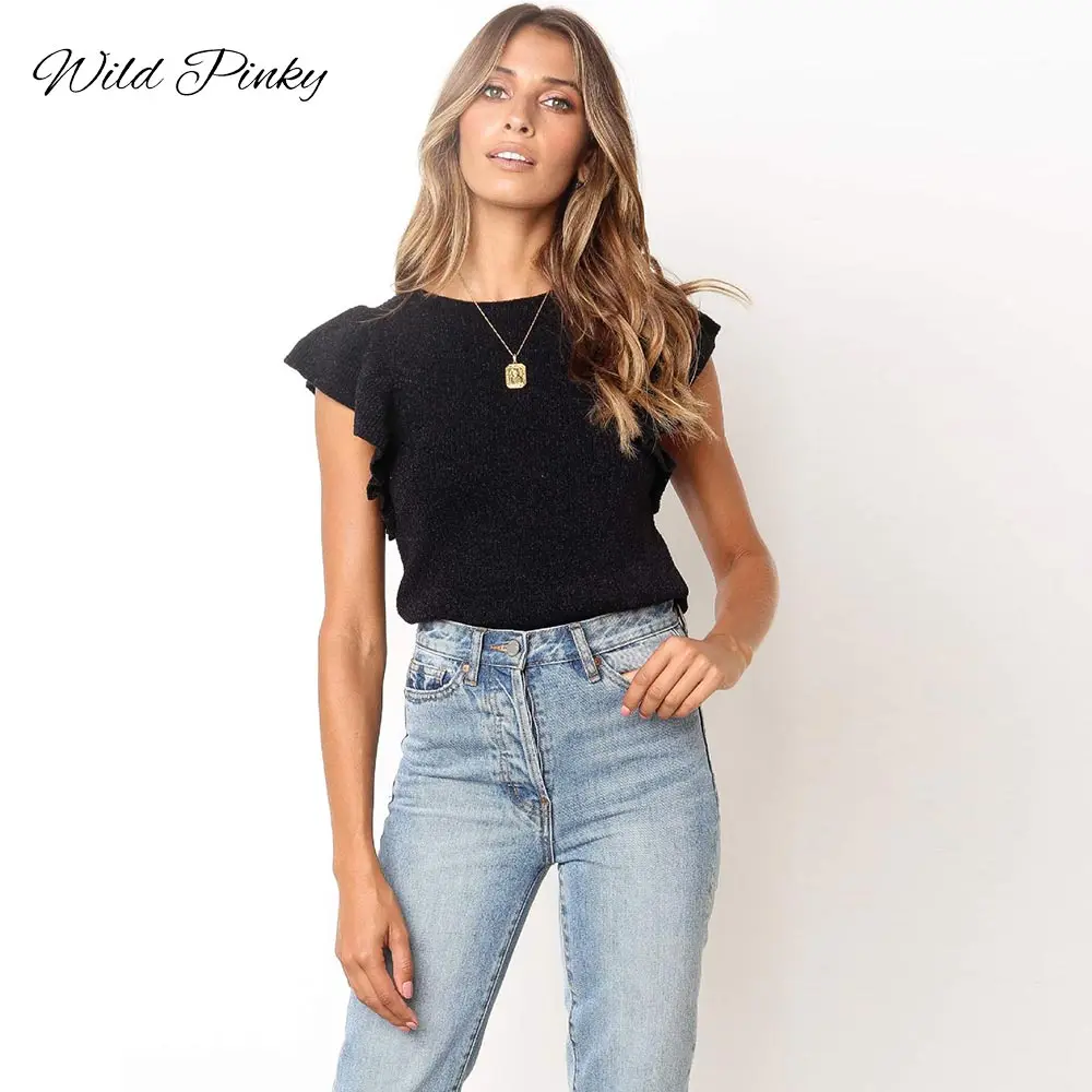 WildPinky Elegant Streetwear Black Summer Women Tops T-shirts Feminina Sexy Top O-neck Slim Knitting Ruffles Top Female
WildPinky Elegant Streetwear Black Summer Women Tops T-shirts Feminina Sexy Top O-neck Slim Knitting Ruffles Top Female