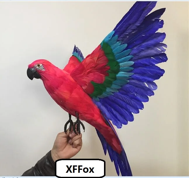 

huge real life wings parrot model foam&feather big simulation red&blue parrot bird gift about 60x90cm xf0298