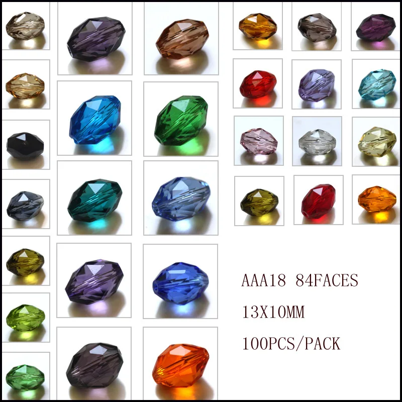 Wholesale 100pcs Oval Faceted Crystal Glass jewelry loose Spacer Beads 13x10mm 25color
Wholesale 100pcs Oval Faceted Crystal Glass jewelry loose Spacer Beads 13x10mm 25color