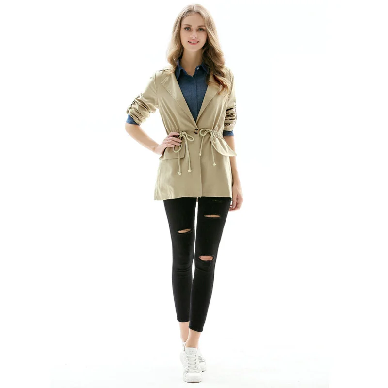 Womens Slim Casual Long Sleeve Trench Coat With Adjustable Waist Single Button Turn Down Collar Khaki Overcoat Autumn Outwear
Womens Slim Casual Long Sleeve Trench Coat With Adjustable Waist Single Button Turn Down Collar Khaki Overcoat Autumn Outwear