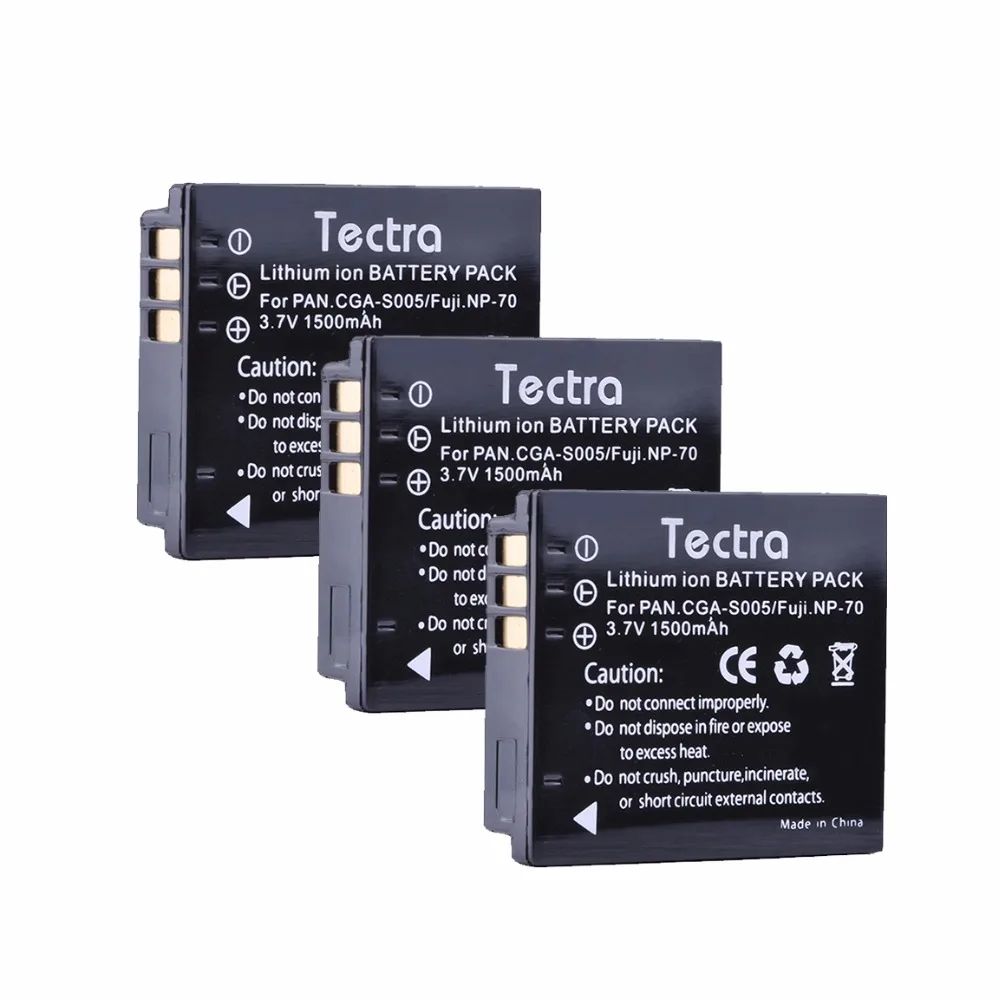 

Tectra CGA-S005 3.7V/1500mAh Camera Batteries 3pcs/pack for PANASONIC DMW-BCC12 DMC-FX8 FX9 FX10 FX12 FX50 FX150 LX1 LX2
