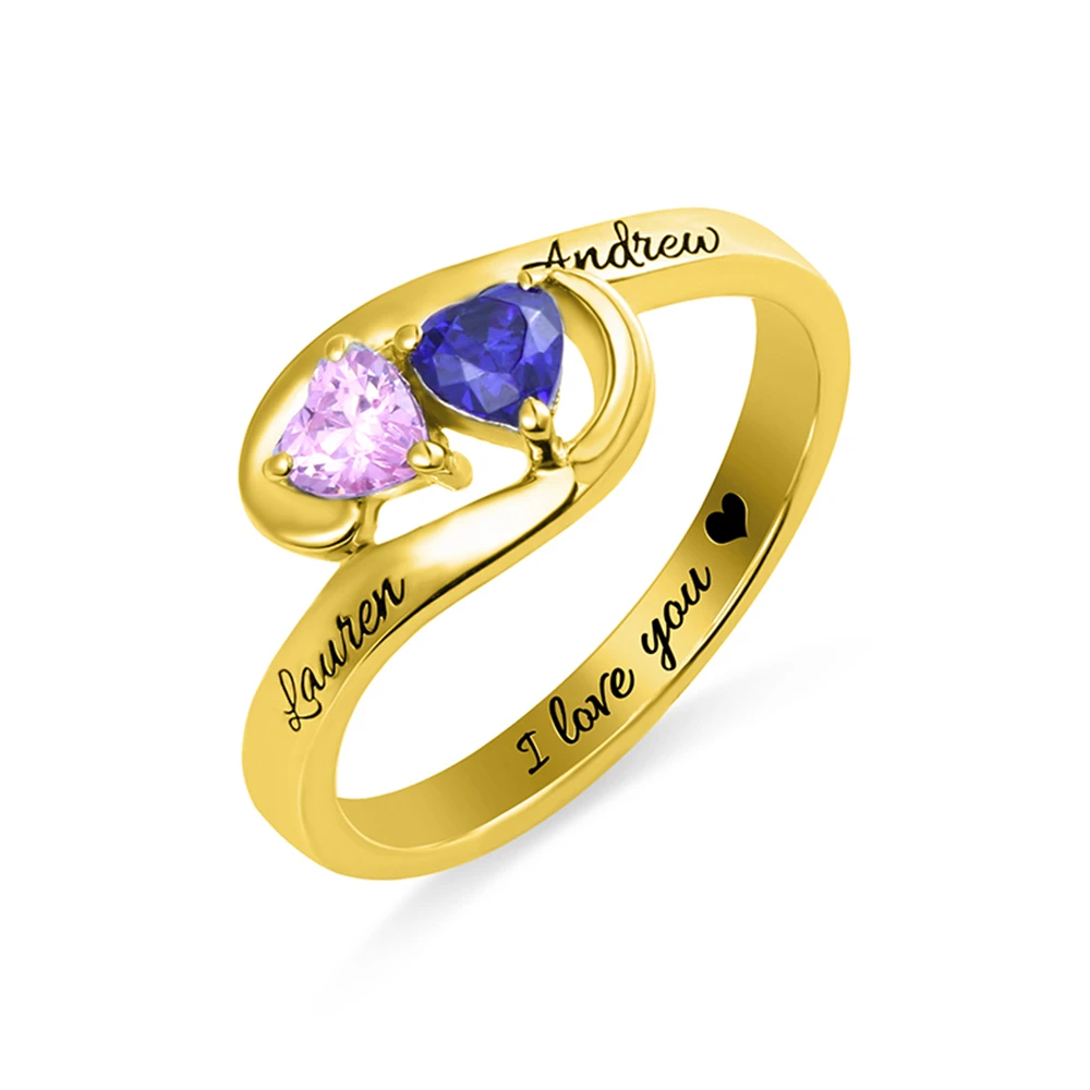 Sweey Dropshipping Jewelry Manufacture Engraved Two Heart Birthstones Promise Ring for Women Gift Mom Ring Gold Color Accessory
Sweey Dropshipping Jewelry Manufacture Engraved Two Heart Birthstones Promise Ring for Women Gift Mom Ring Gold Color Accessory