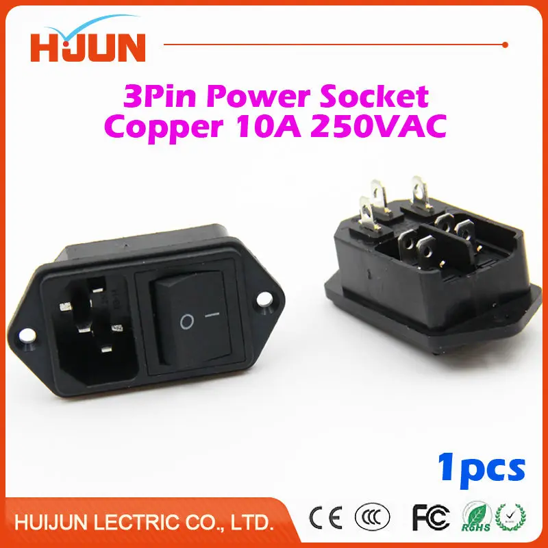 1Pcs High Quality 3 Pin Safe Male Power Socket Copper Big Black Switch Inlet Connector Plug 10A 250VAC Computer Apparatus
1Pcs High Quality 3 Pin Safe Male Power Socket Copper Big Black Switch Inlet Connector Plug 10A 250VAC Computer Apparatus