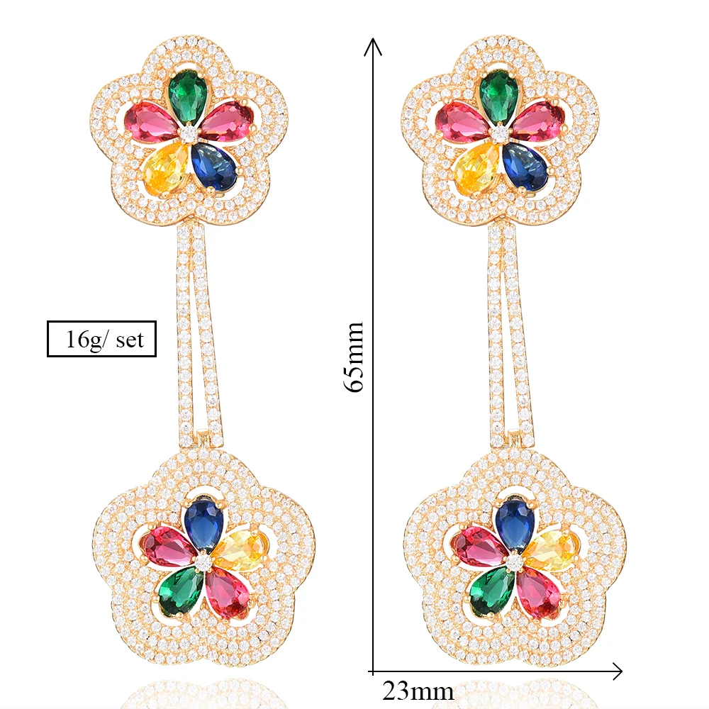 SisCathy Charms Multicolor Flower Dangle Earrings Trendy Cubic Zirconia Wedding Engagement Party Indian Gold Earrings for Women
SisCathy Charms Multicolor Flower Dangle Earrings Trendy Cubic Zirconia Wedding Engagement Party Indian Gold Earrings for Women