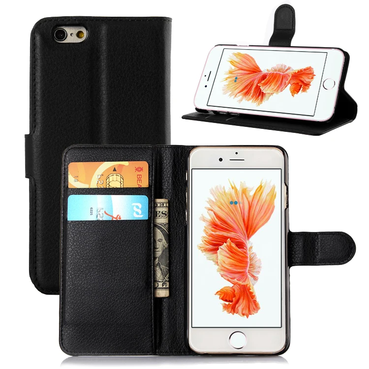 Чехол Кошелек с откидной крышкой и подставкой из искусственной кожи для iPhone 6 6S Plus