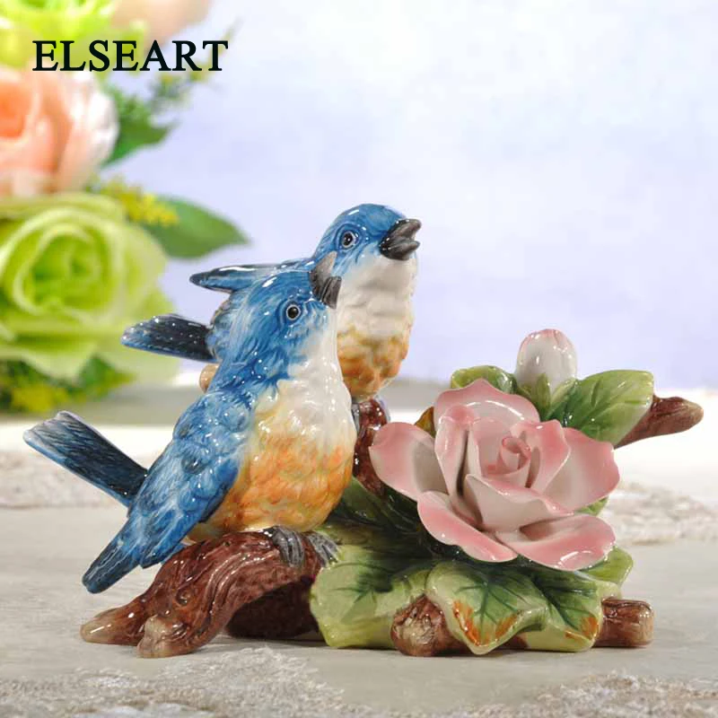 Elseart ceramic blue bird lover with rose leave figurine for wedding gift home decoration
Elseart ceramic blue bird lover with rose leave figurine for wedding gift home decoration