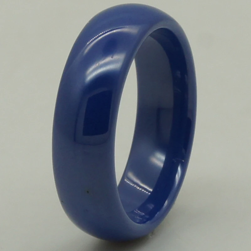 

6mm width women /girl amazing rare colorful blue simple dome design scratch proof ceramic ring 1pc