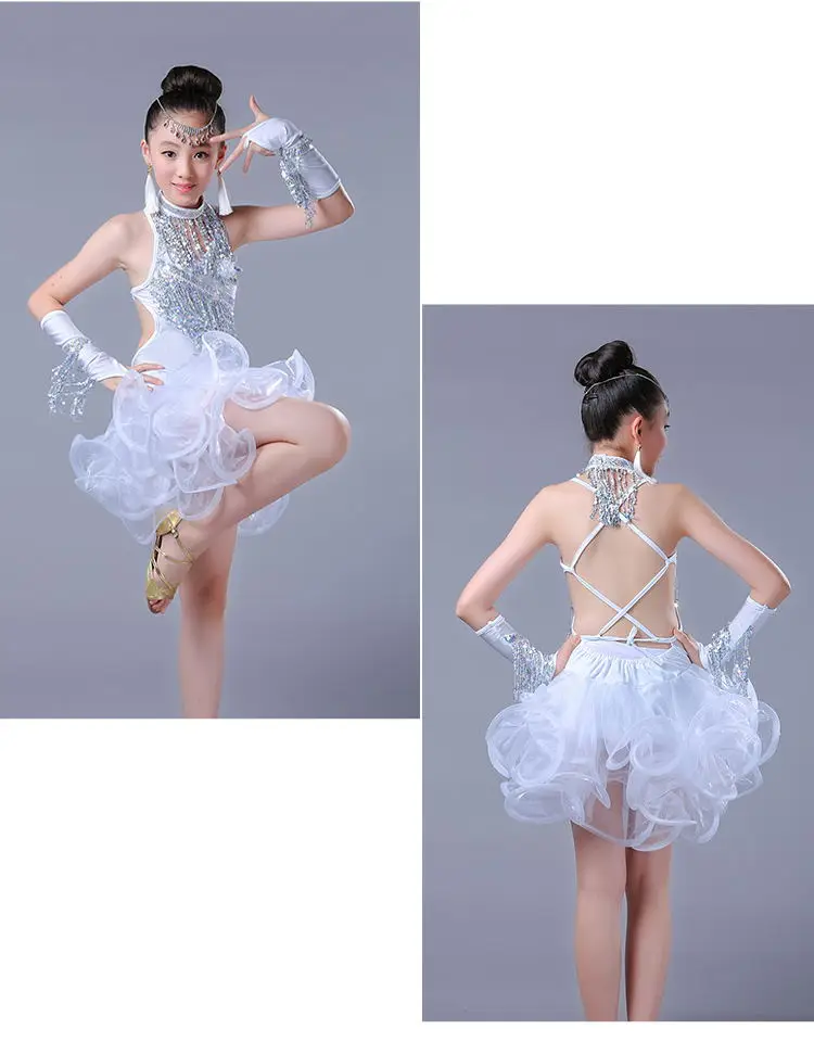 Latin Dance Dress Children Costumes Girls Tassel Sequins Competition Clothes New Clothing | Тематическая одежда и униформа