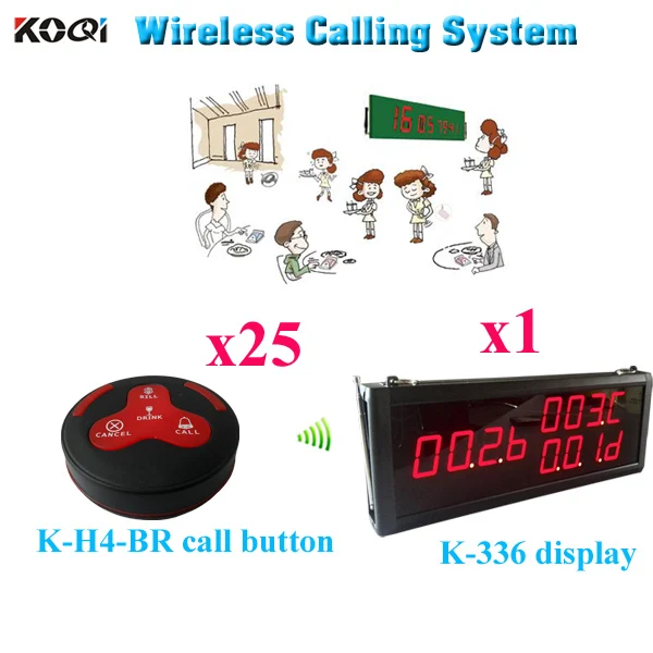 Wireless Waiter Call System Restaurant Waiter Buzzer Equipment (1 display+ 25 call button)
Wireless Waiter Call System Restaurant Waiter Buzzer Equipment (1 display+ 25 call button)