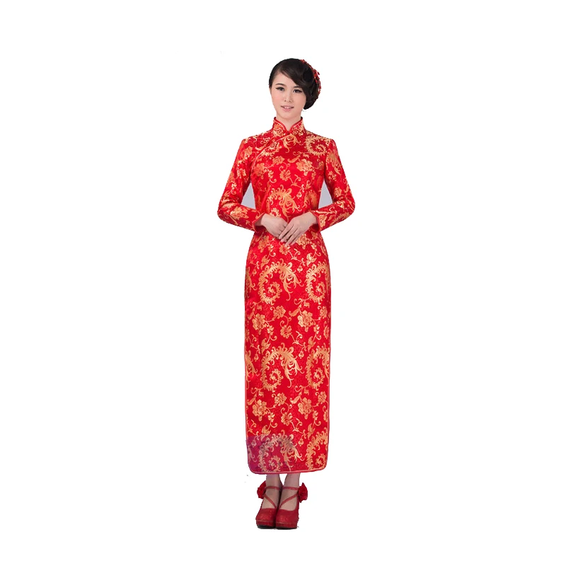 High Quality Red New Chinese Women Brocade Satin Cheongsam New Style Long Qipao Wedding Dress Size S M L XL XXL 020710
High Quality Red New Chinese Women Brocade Satin Cheongsam New Style Long Qipao Wedding Dress Size S M L XL XXL 020710