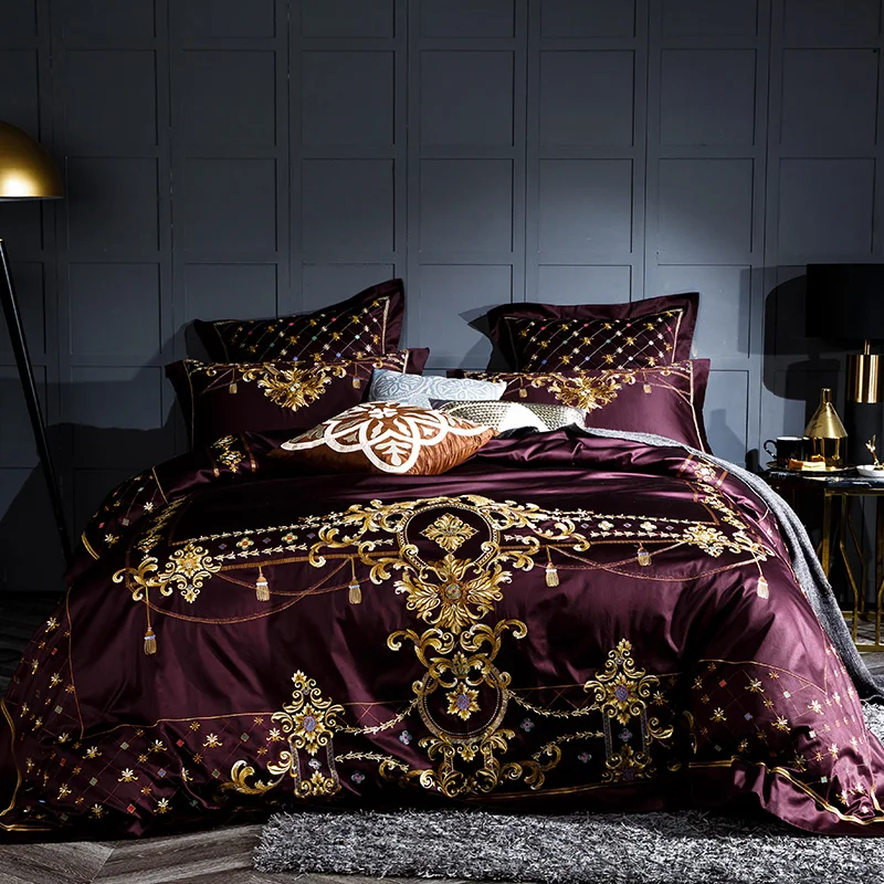 Red egyptian cotton bedding sets Luxury embroidery bed set queen king size duvet cover bed sheet set pillowcase 4/6pcs
Red egyptian cotton bedding sets Luxury embroidery bed set queen king size duvet cover bed sheet set pillowcase 4/6pcs