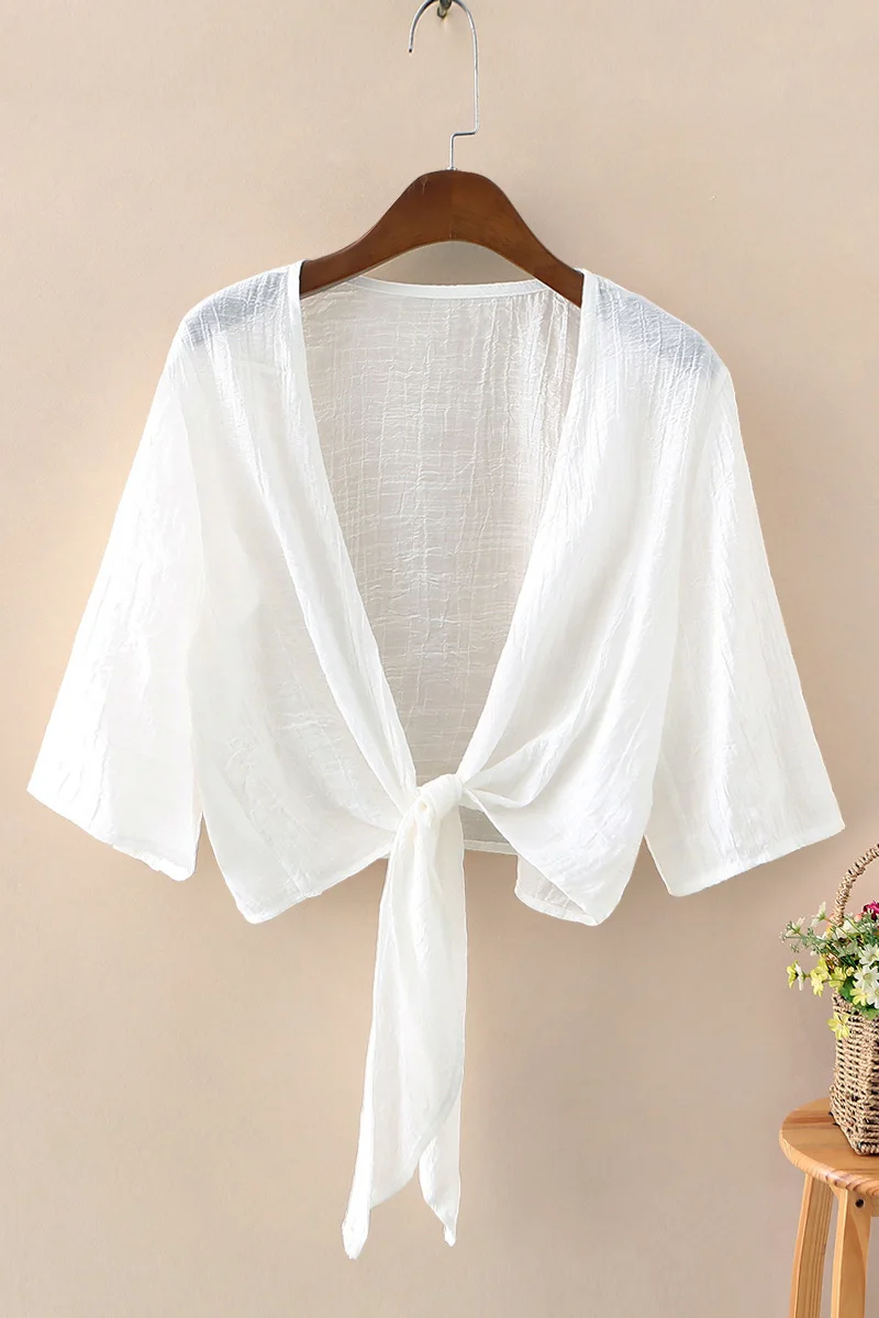 Summer Thin Women's Cardigan Sunscreen 3/4 Sleeve Solid Cotton Linen Tops Sun Protection Short Cardigans Blouses
Summer Thin Women's Cardigan Sunscreen 3/4 Sleeve Solid Cotton Linen Tops Sun Protection Short Cardigans Blouses