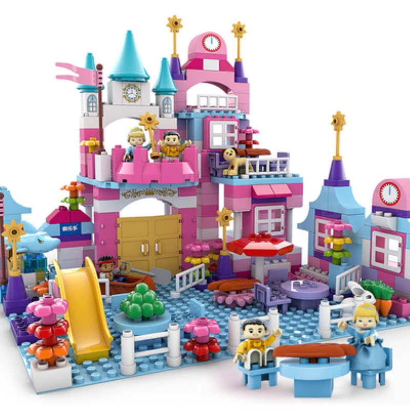 3 комплекта большой размер принцесса принц розовый замок домик блоки