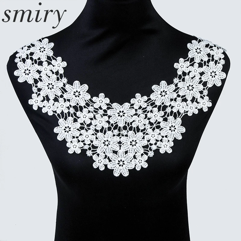 1 шт. кружевное Белое и черное платье воротник с цветочным кружевом|lace fabric neckline|lace