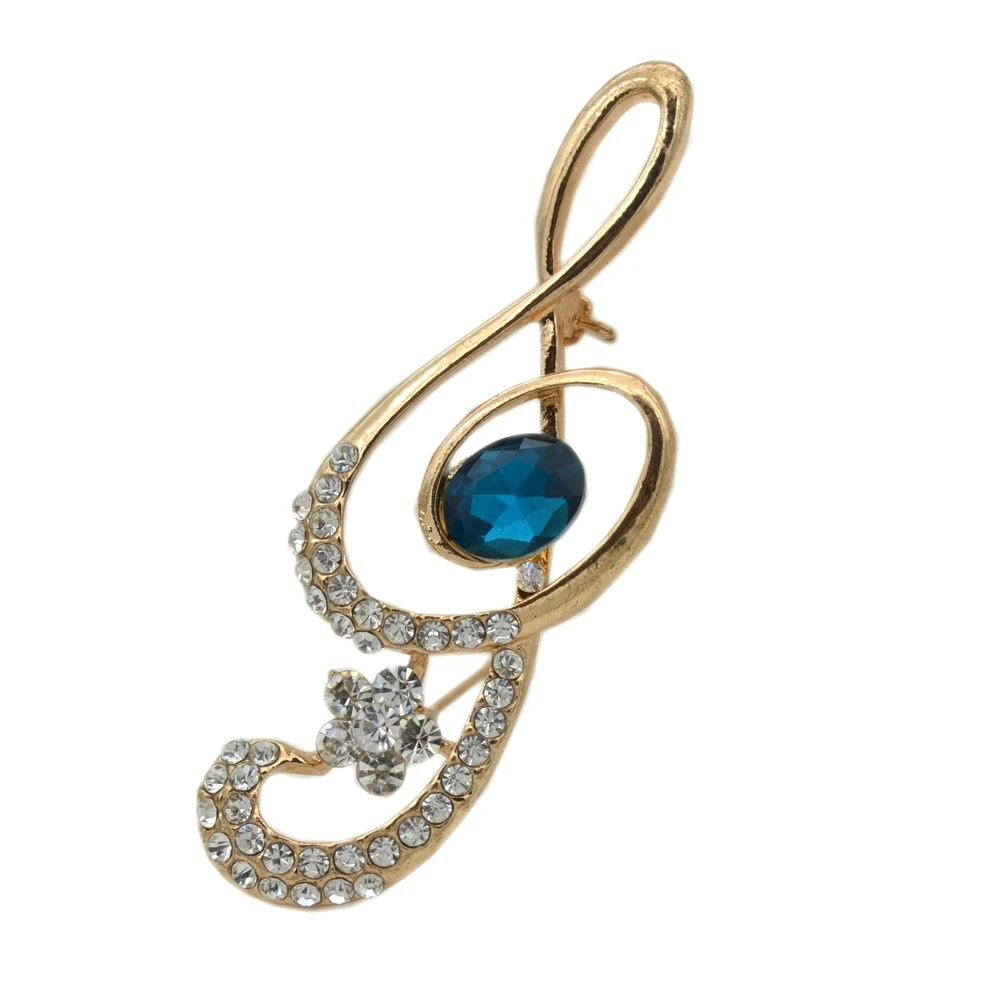 2 дюйма Золото Тон музыкальный брошь нота шпильки с кристаллами|brooch pins|musical note brooch