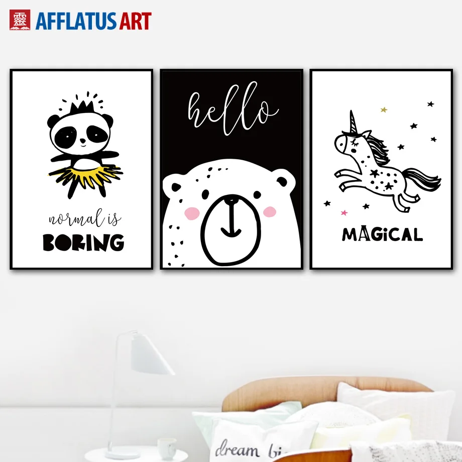 Black White Bear Panda Unicorn Fox Tent Wild Art Canvas Painting Nordic Posters And Prints Wall Pictures Kids Room Bedroom Decor
Black White Bear Panda Unicorn Fox Tent Wild Art Canvas Painting Nordic Posters And Prints Wall Pictures Kids Room Bedroom Decor