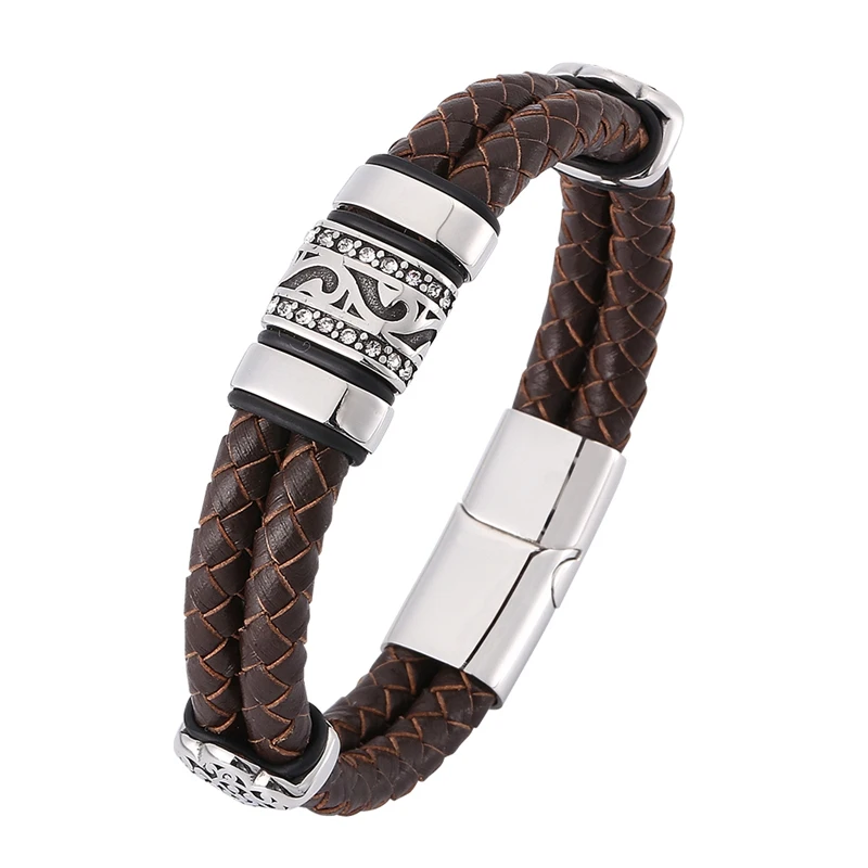 New Design Vintage Men Jewelry Brown Double Braided Leather Bracelet Men S.Steel Punk Leather Bangle Man Accessories Gift SP0377
New Design Vintage Men Jewelry Brown Double Braided Leather Bracelet Men S.Steel Punk Leather Bangle Man Accessories Gift SP0377